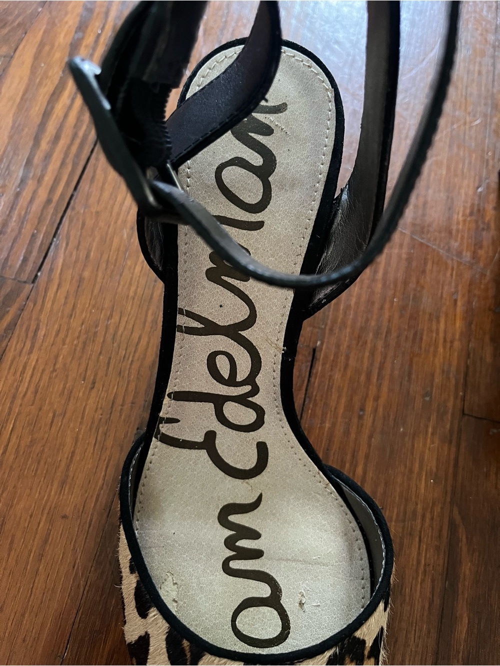 Sam Edelman Harlow Leopard Calf Hair Ankle Strap Heels Size 7.5 - Picture 2 of 10